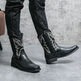 Men's Winter Crocodile Pattern Boots Trends Embroider Versatile Comfort Soft Sole Driving MartLion   