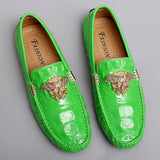 Men's Women Leather Designer Casual Shoes Luxury Loafers Driving Footwear MartLion 2293 Green 6 