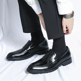 Summer Men's Classic Business Casual Loafers Brogue Carving Evening Dinner Men Dress Slip ON Leather Shoes black MartLion   