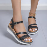 Women's Wedge Platform Sandals Summer Pu Leather Ankle Strap Gladiator Non-Slip Thick Bottom MartLion   