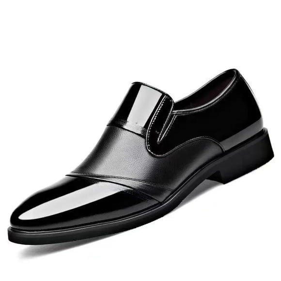  Black Patent PU Leather Shoes Slip on Formal Men's Point Toe Wedding Elegant  Casual MartLion - Mart Lion
