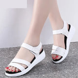 Women Summer Shoes Hook and Loop Sport Sandals Height Increase Walking Luxury Athletic MartLion WHITE 41 