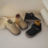 Spring Winter Baby Diamond Checkered Bread Shoes Boys Warm Velvets Inside Cotton Boots Girls Retro Princess Short MartLion   