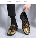 Spring Men's Shoes Gold Blue Adult Dress Footwear Slip-on Casual Zapatos Party Formal Mart Lion   