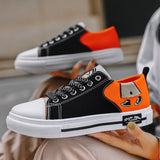 Orange Heart-shaped Lovers High Top Sneakers Women Cardioid Embroidered Canvas Shoes Couple Espadrilles Casual Flats MartLion   