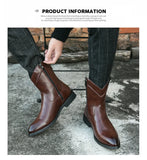Classic Western Cowboy Boots Men's Pointed Toe Leather Boots Zipple Casual masculina MartLion   