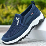 Men's Casual Sneakers Spring Lightweight Tennis Shoes Soft Mesh Casual Outdoor Anti-Slip MartLion Mesh Shoes - Blue 44 