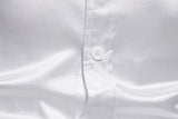 Summer White Silk Satin Shirts Men's Short Sleeve Slim Fit Party Wedding Tuxedo Shirt Casual Button Down MartLion   