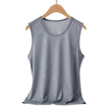 Men's Tops Ice Silk Vest Outer Wear Quick-Drying Mesh Hole Breathable Sleeveless T-Shirts Summer Cool Vest Beach Travel Tanks MartLion Grey XXXL 