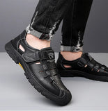 Designer's Hollowed-out Men's Sandals Wear-resistant Outdoor Walking Soft Leather Summer MartLion   