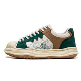 Green Casual Sneakers Men's Spring Vulcanized Shoes Street Hip Hop Canvas Platform Footwear MartLion Beige  Brown R003A 41 CHINA