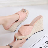 High Heels Sandals Women Party Shoes Peep toe Elegant Ladies Wedges Blue Yellow Black MartLion Pink 10 