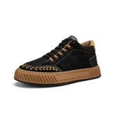 Winter Trendy Black Sneakers Men's Non-slip Flat Shoes Leather Casual Footwear Zapatillas Hombre MartLion black QA36 39 CHINA