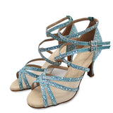 Summer Latin Dance Shoes Women's High-heeled Soft Bottom Salsa Mid-heel Indoor Sandals MartLion   