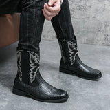 Men's Winter Crocodile Pattern Boots Trends Embroider Versatile Comfort Soft Sole Driving MartLion   