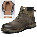 Natural Leather Winter Boots Genuine Cow leather Warm Men's Winter Shoes MartLion Grey winter 38 