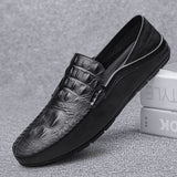 Crocodile Print Men's Moccasins Slip Loafers Flats Casual Footwear Genuine Leather Shoes Mart Lion   