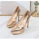 Ladies High Heels Women Party Shoes Platform Ladies Pumps Elegant Gold Silver Super High Heels 12cm MartLion   