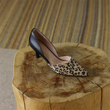 Spring Women Shoes Leopard Print Pointed Toe Chunky Heel Slip-On Pumps Concise High Heel MartLion   