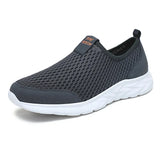Men's Shoes Mesh Breathable Walking Shoes Unisex Slip-On Light Loafers Women Sneakers MartLion Navy Blue 48 