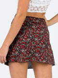 Women Floral Printed Mesh Summer Skirt Bodycon Polyester Mini Short Elastic Waist Casual MartLion   