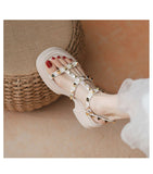 Small Women Rivets Sandals Elevated Low Heel Korean Design Girls Shoes Platform Mujer Mart Lion   