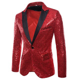 Spring and Autumn Men's Wear Large Casual Dance Sequins Suit Suit Jacket blazers MartLion red S 