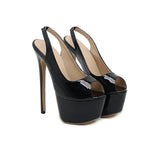 Liyke Black High Heels 16CM Women Shoes Cozy Patent Leather Peep Toe Platform Pmups Escarpins Femmes Talons Mart Lion   