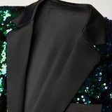 Men's Shiny Green Sequin Tuxedo Suit Shawl Collar Dress Suit Jacket Party Dinner Wedding Prom Singer blazers MartLion   