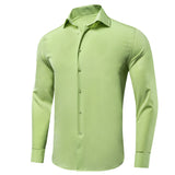 Hi-Tie Orange Silk Men's Shirts Solid Formal Lapel Long Sleeve Blouse Suit Shirt for Wedding Breathable MartLion CY-1625 S 