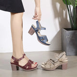 High Heels Sandals Women Summer Shoes Casual Heeled Square Heel 7.5cm Blue Red MartLion   