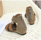 Fish Mouth Leather Platform Women's Sandals Weave Wedge Heel Ladies Shoes Zipper Casual Beach Roman MartLion   