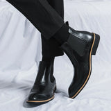 Chelsea Boots Short  Medium Cut Ankle Vintage Men's Winter Leather  Retro Shoes MartLion   