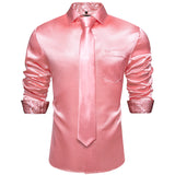 Men's Shirts Long Sleeve Stretch Satin Social Dress Paisley Splicing Contrasting Colors Tuxedo Shirt Blouse Clothing MartLion   