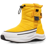 Men's Winter Boots Warm Plush Snow Boots Side Zipper Design Men's Waterproof Couple Cotton Non-slip MartLion Yellow 36 