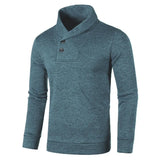 Half Turtleneck Men's Sweaters Button Neck Solid Color Warm Slim Thick Sweatshirts Winter Pullover MartLion Denim US S 