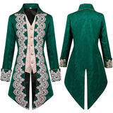 Men's Steampunk Gothic Victorian Jacket Vintage Purple Velvet Tailcoat Medieval Frock Coat Uniform Renaissance Homme MartLion Green M 