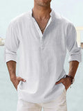 Cotton Linen Shirts for Men Casual Shirts Lightweight Long Sleeve Henley Beach Shirt Shirt Men MartLion   