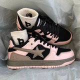 Sneakers Ins Couple for Breathable Lace-up Leather Vulcanized Shoes Casual Outdoor Running Comfort Men's MartLion Black and pink 36 