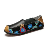 Spring Autumn Women Flats Split Leather Shoes Slip on Ballet Flats Flats Print Moccasins Loafers MartLion