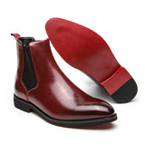 Chelsea Boots for Men's Red Sole Ankle Round Toe Slip-On shoes MartLion   