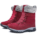 Women Boots Waterproof Snow Warm Plush Winter Shoes Mid-calf Non-slip Winter MartLion Red 35 