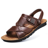 Men Sandals  Male Leather Sandals Classic Men Slippers Beach Shoes for Men  Walking MartLion Brown men sandals 48 