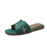 Sandals Women's High Heel Flats Square Heel Beach Slippers Elegant Summer Slippers MartLion 39 Green 