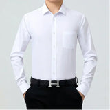 Silk Shirts for Men  Men Shirt Long Sleeve Men Clothing Casual Business Man Shirt MartLion WHITE M 