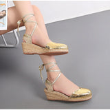 Fisherman Shoes Women Wedge Heel Thick Bottom Platform Gold Heels Summer High Heel Sandals MartLion   