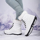 Women Snow Boots Female Winter Casual Shoes Outdoor Youth Mid-Calf Boots Waterproof Plush Ladies Cotton-padded Shoes MartLion   