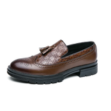 Brown Brogue Shoes Men's Tassel Leather Dress Casual Zapatos Hombre De Vestir MartLion brown 2890 38 CHINA
