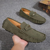 Wedding Party Men's Penny Loafers Slip Moccasin Shoes Breathable Driving Loafers Designer Sewing Mocasines Mart Lion Army Green 6.5 