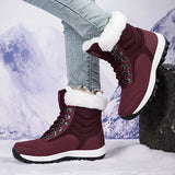 Women Snow Boots Female Winter Casual Shoes Outdoor Youth Mid-Calf Boots Waterproof Plush Ladies Cotton-padded Shoes MartLion   